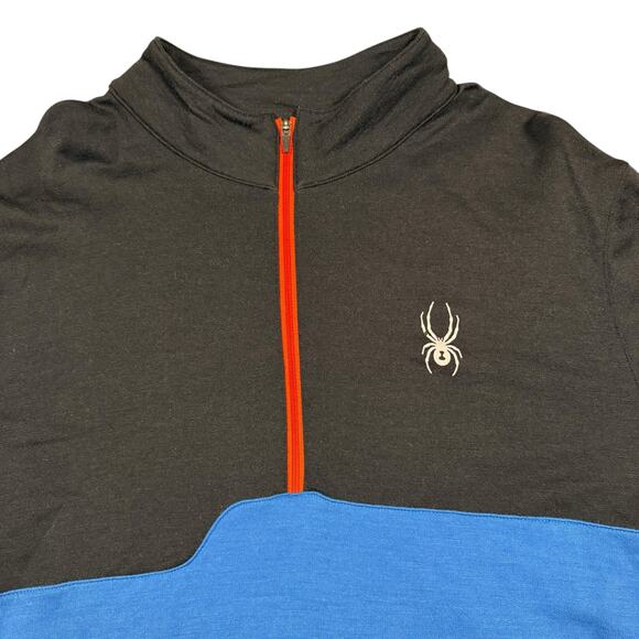 Spyder Men's Half Zip 100% Merino Lightweight Base Layer Blue and Black- Size XL - Picture 3 of 9